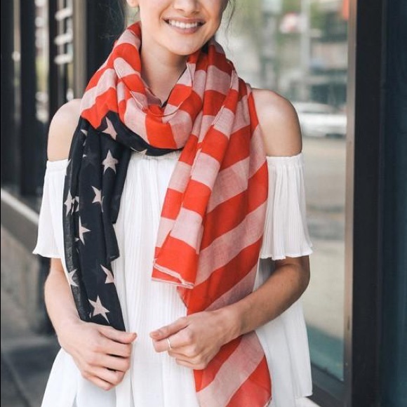 HOME OF THE FREE BLANKET SCARF-AMERICAN FLAG SCARF - Picture 3 of 4